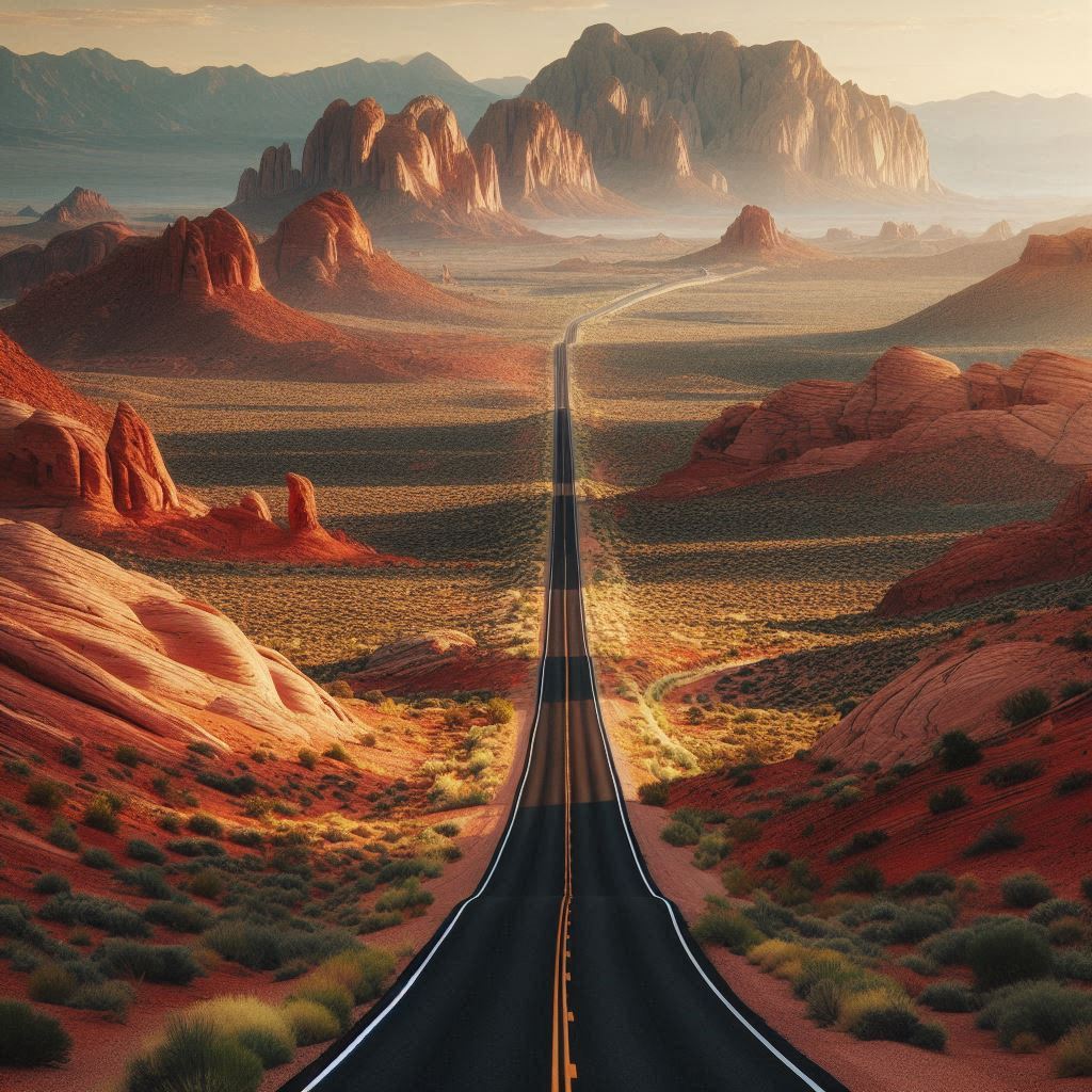 A winding road through red rock canyons in arizona A winding road through red rock canyons in arizona