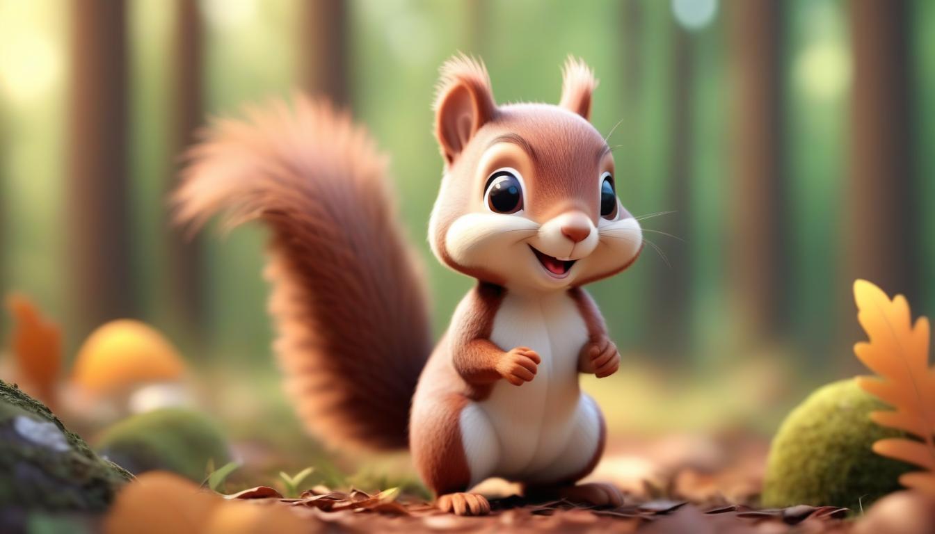 A cute squirrel stands in a forest A cute squirrel stands in a forest