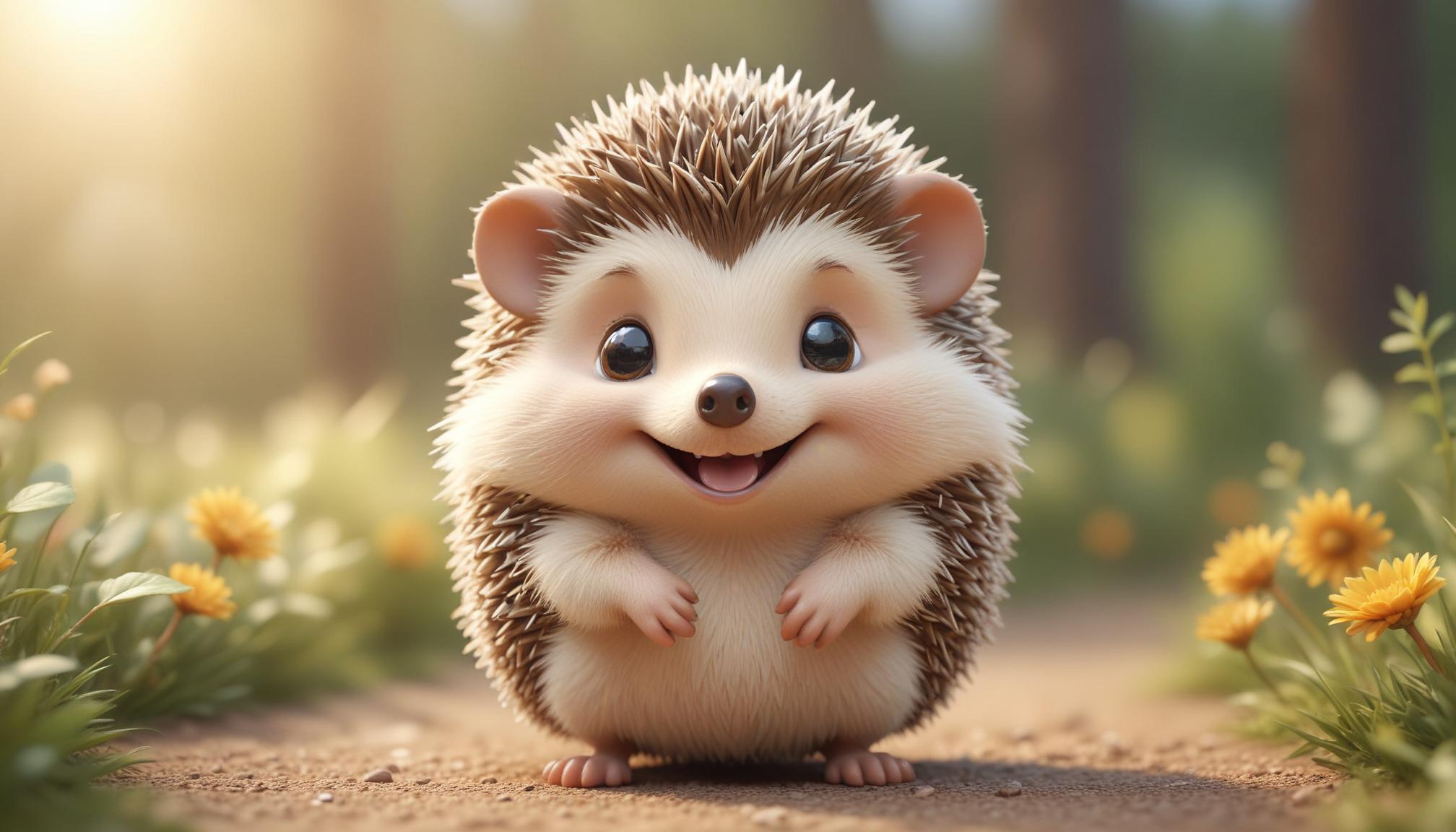 A happy hedgehog smiles for the camera on a sunny day A happy hedgehog smiles for the camera on a sunny day