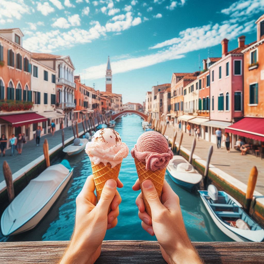 Enjoying gelato in venice Enjoying gelato in venice