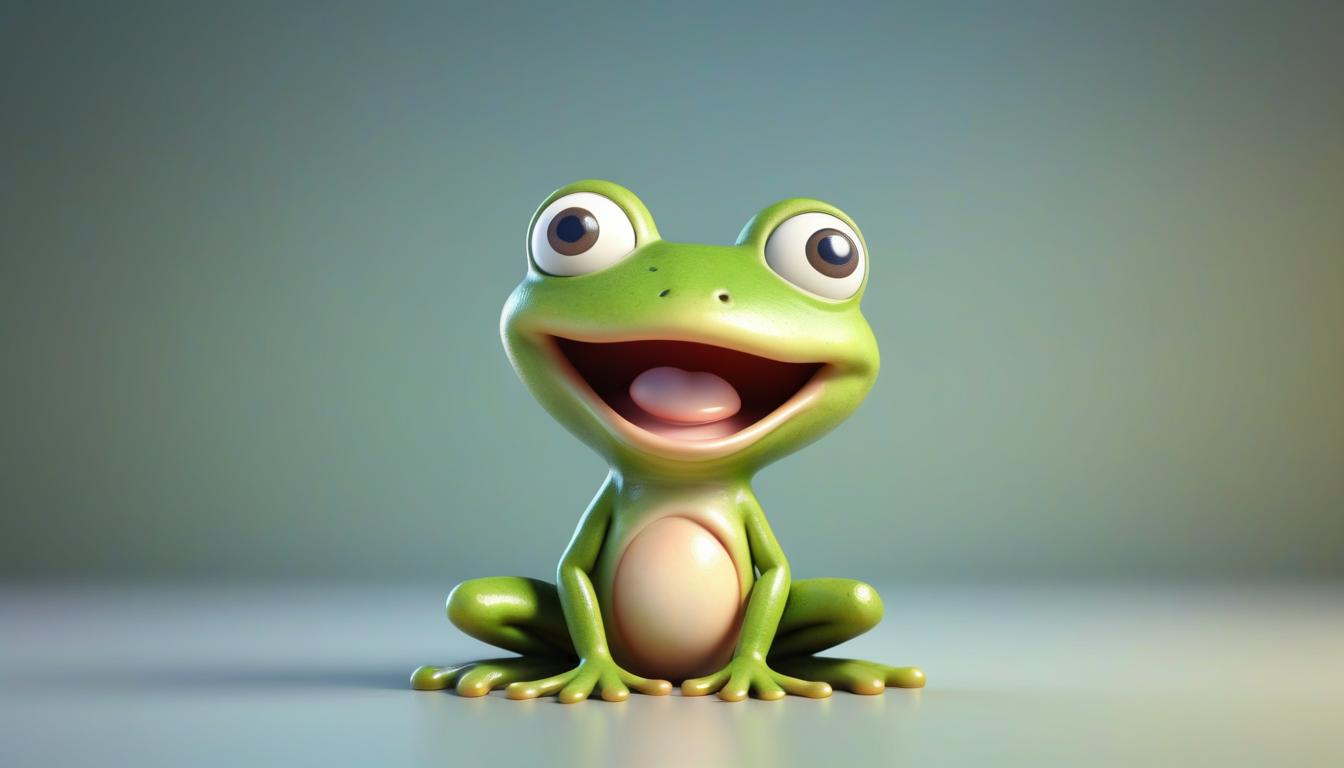 A happy frog sits on a plain background A happy frog sits on a plain background
