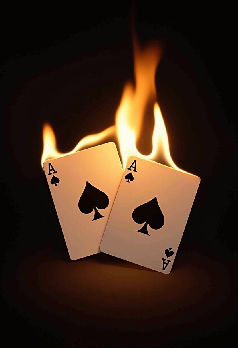 Two aces of spades are on fire Two aces of spades are on fire