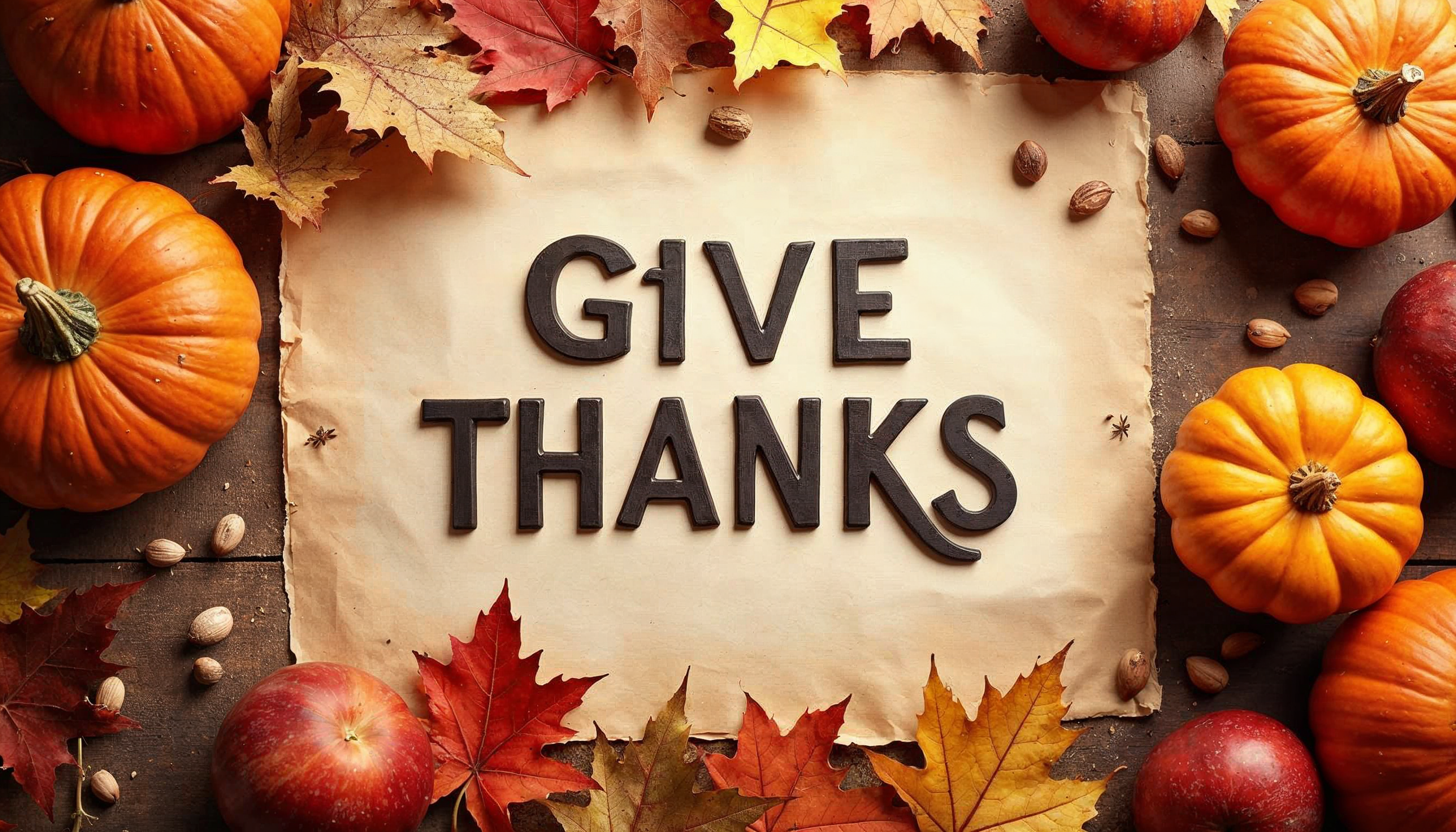 A fall sign reminding us to give thanks A fall sign reminding us to give thanks