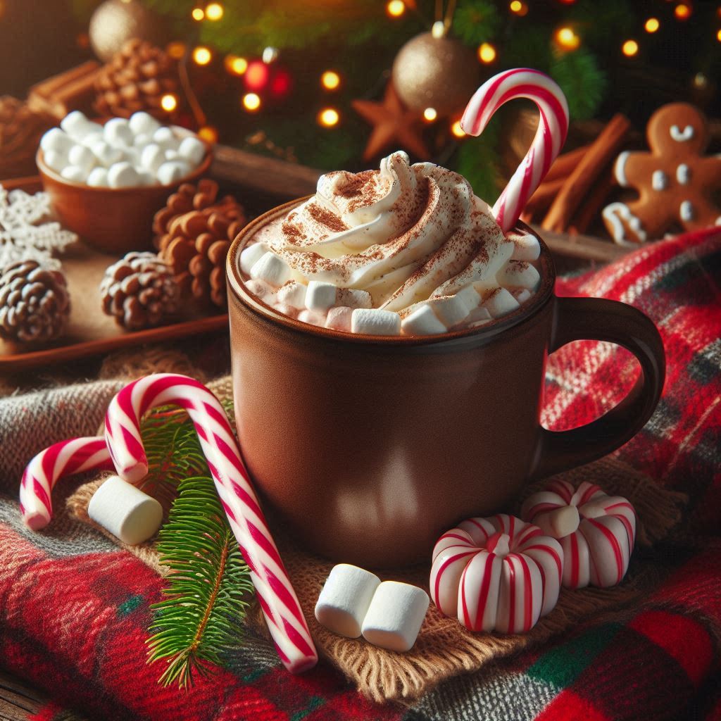 Cozy hot chocolate with whipped cream and marshmallows Cozy hot chocolate with whipped cream and marshmallows