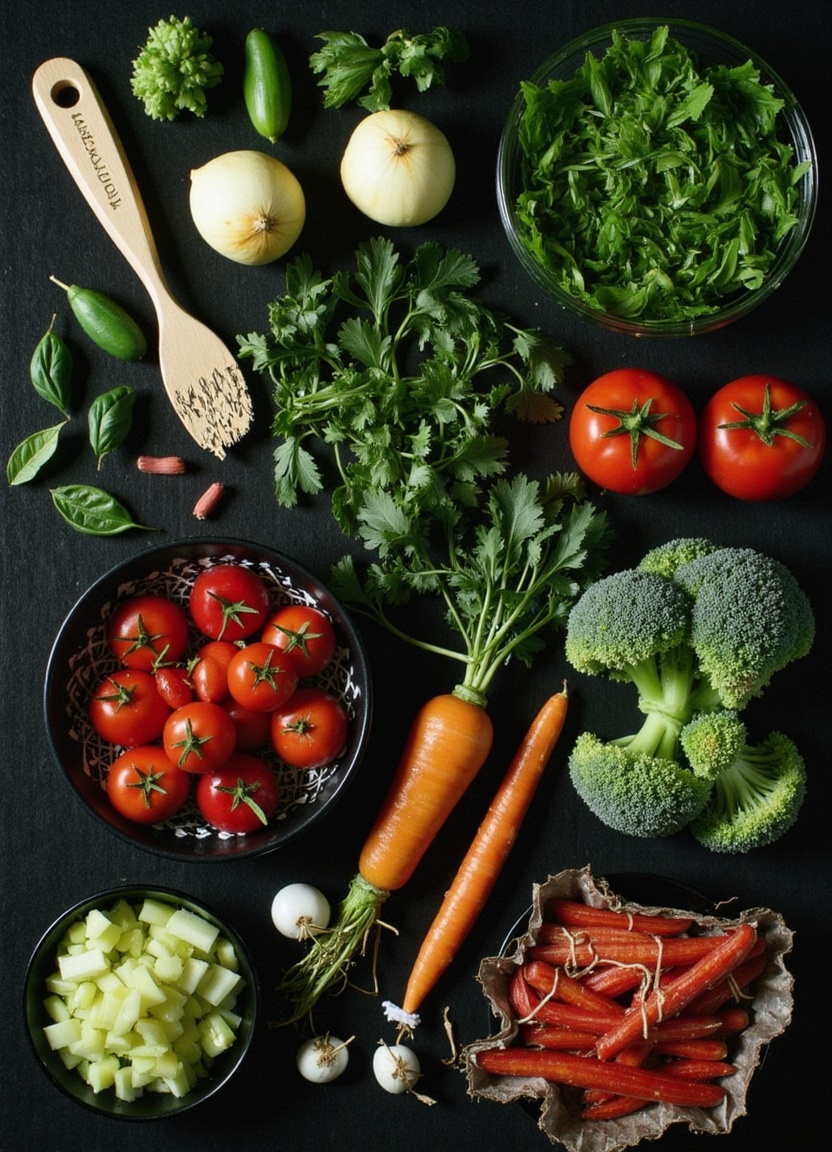 Fresh vegetables ready for a delicious meal Fresh vegetables ready for a delicious meal