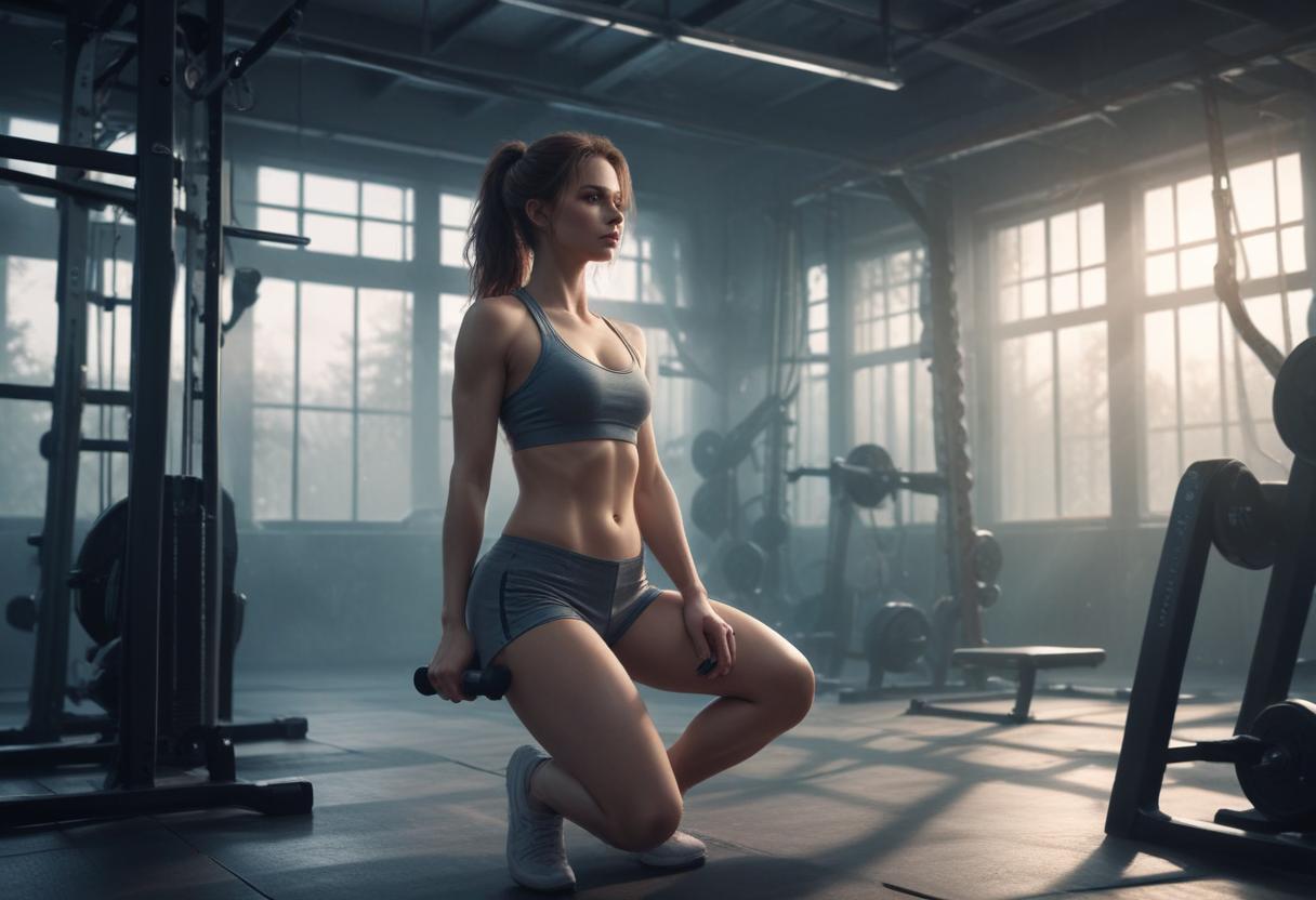 Woman exercising with dumbbell in a gym setting Woman exercising with dumbbell in a gym setting