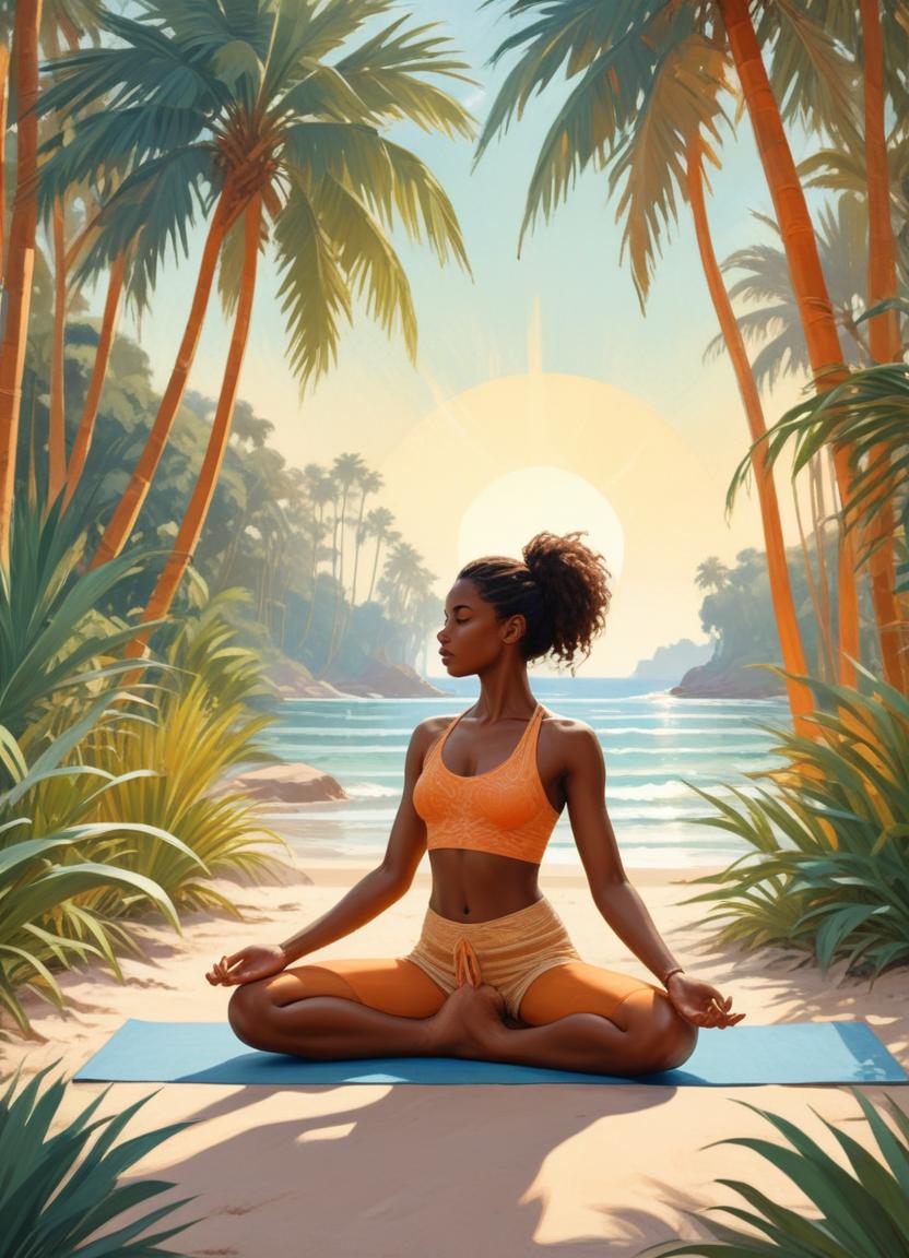 Meditation at sunset by the tropical beach Meditation at sunset by the tropical beach