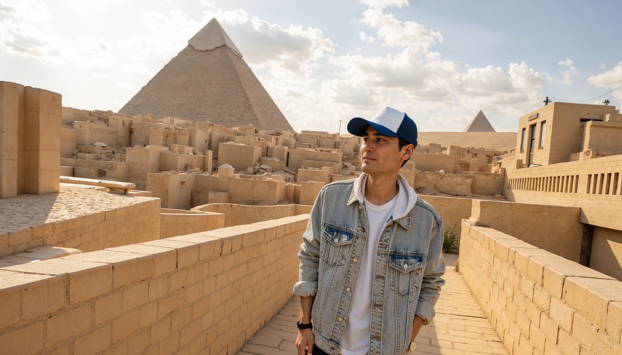 Exploring the pyramids at giza on a sunny day Exploring the pyramids at giza on a sunny day