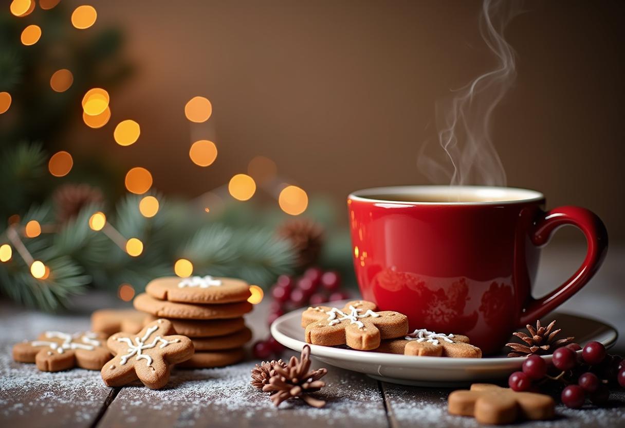 Warm coffee and cookies during the festive season Warm coffee and cookies during the festive season