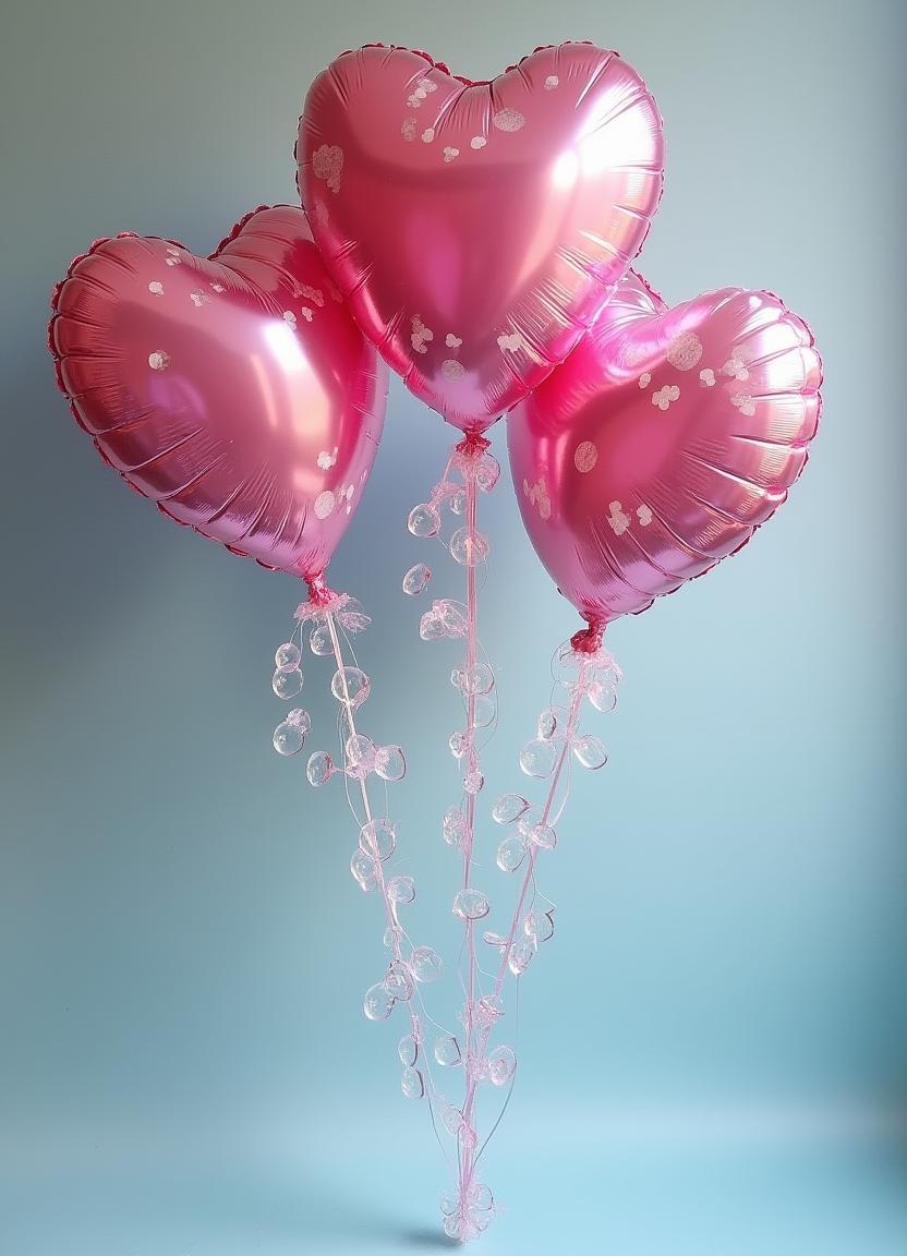 Heart-shaped balloons in vibrant pink color Heart-shaped balloons in vibrant pink color