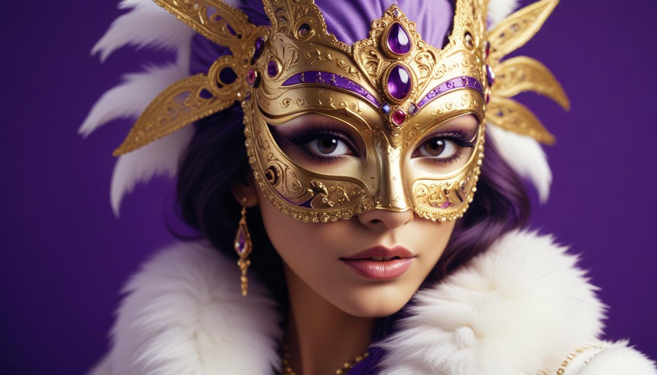 Woman wearing ornate masquerade mask during festival Woman wearing ornate masquerade mask during festival