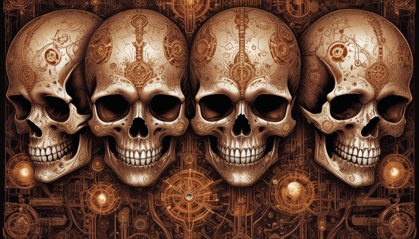 Skulls with intricate designs in steampunk style Skulls with intricate designs in steampunk style