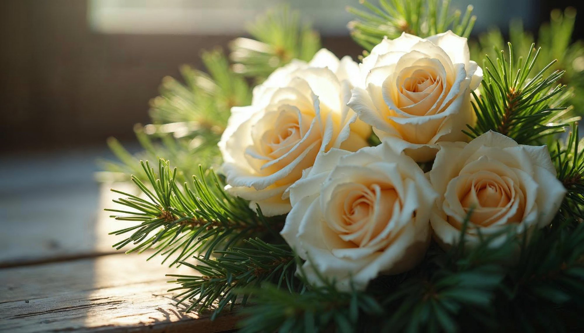 Beautiful white roses arranged with green foliage Beautiful white roses arranged with green foliage