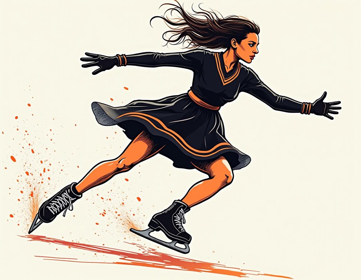 Skater in motion on ice with dynamic style and grace Skater in motion on ice with dynamic style and grace