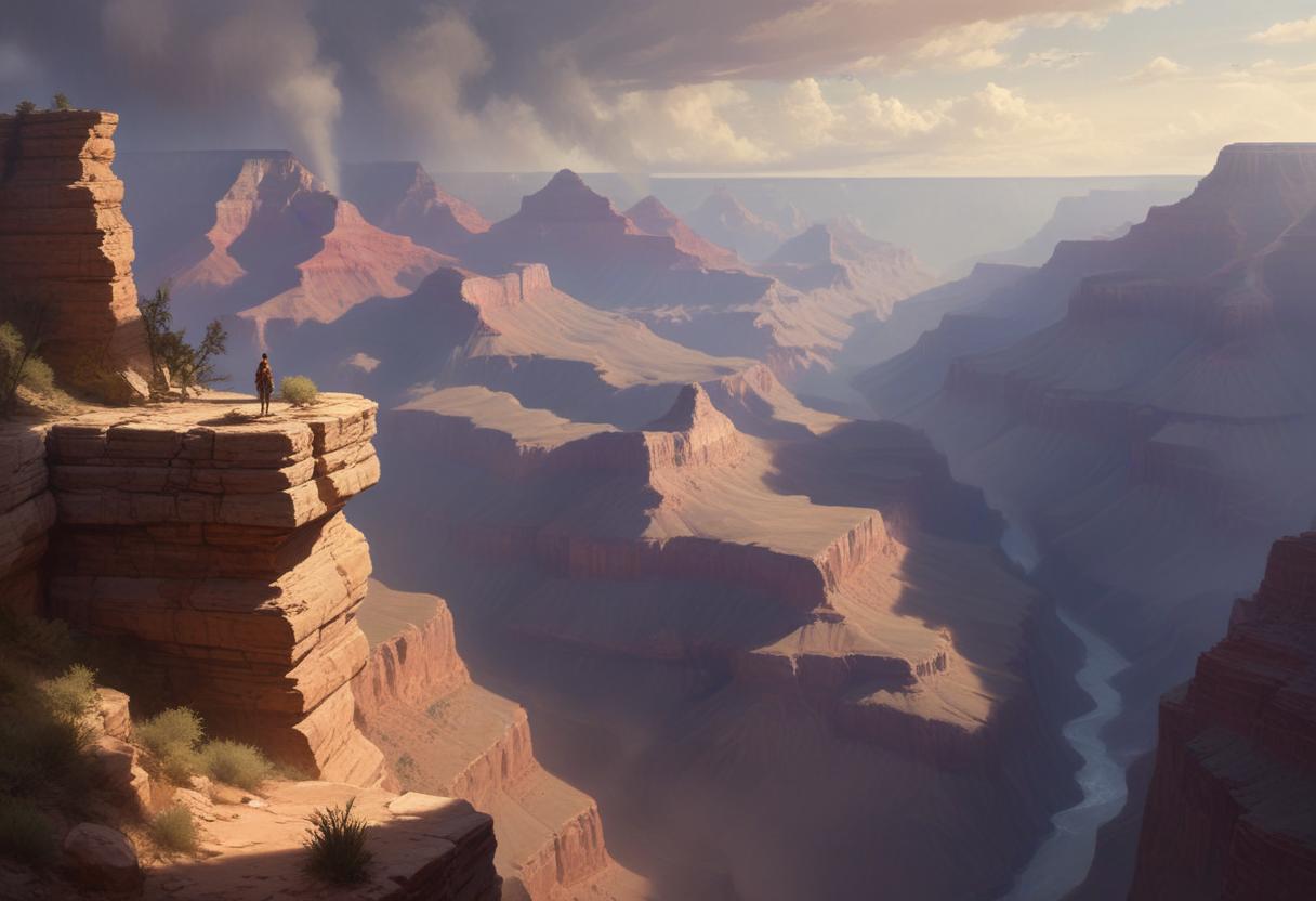 Majestic view from the rim of a grand canyon Majestic view from the rim of a grand canyon