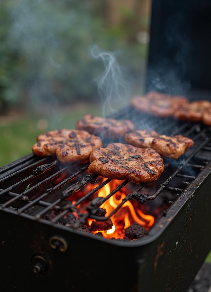 Grilling delicious pork chops during summer barbecue Grilling delicious pork chops during summer barbecue