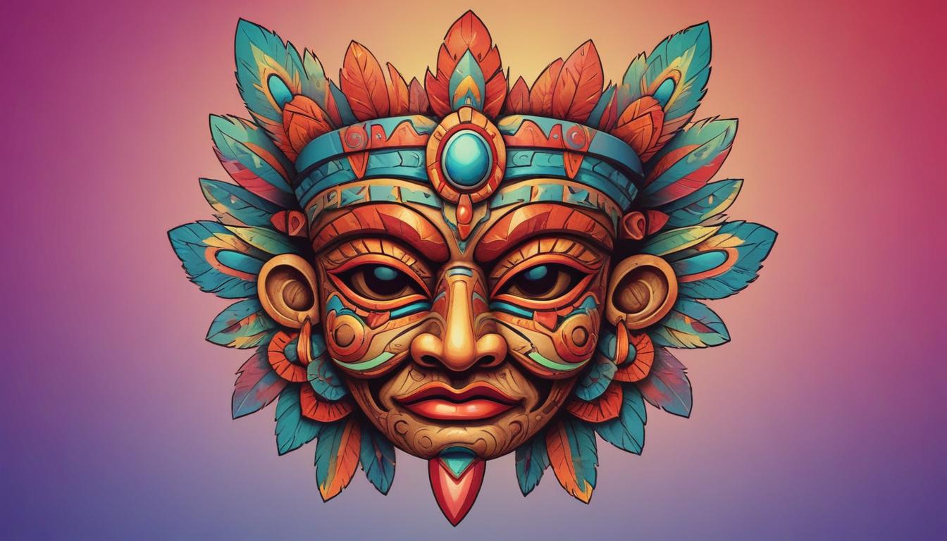 Colorful mask with intricate designs representing culture Colorful mask with intricate designs representing culture