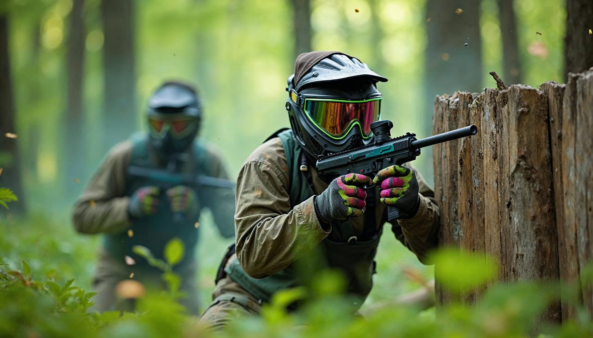 Tactical training in the forest with advanced gear Tactical training in the forest with advanced gear