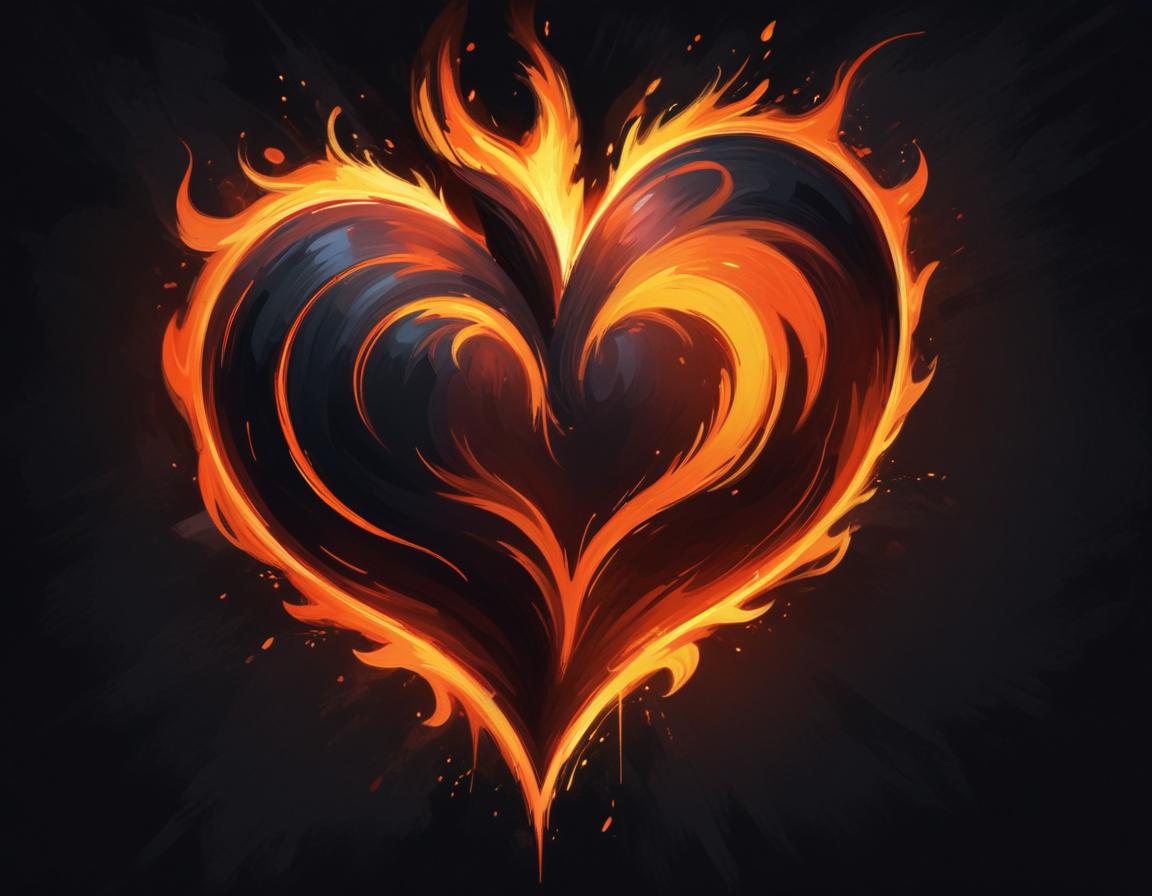 Fiery heart symbol with dynamic flame effects Fiery heart symbol with dynamic flame effects