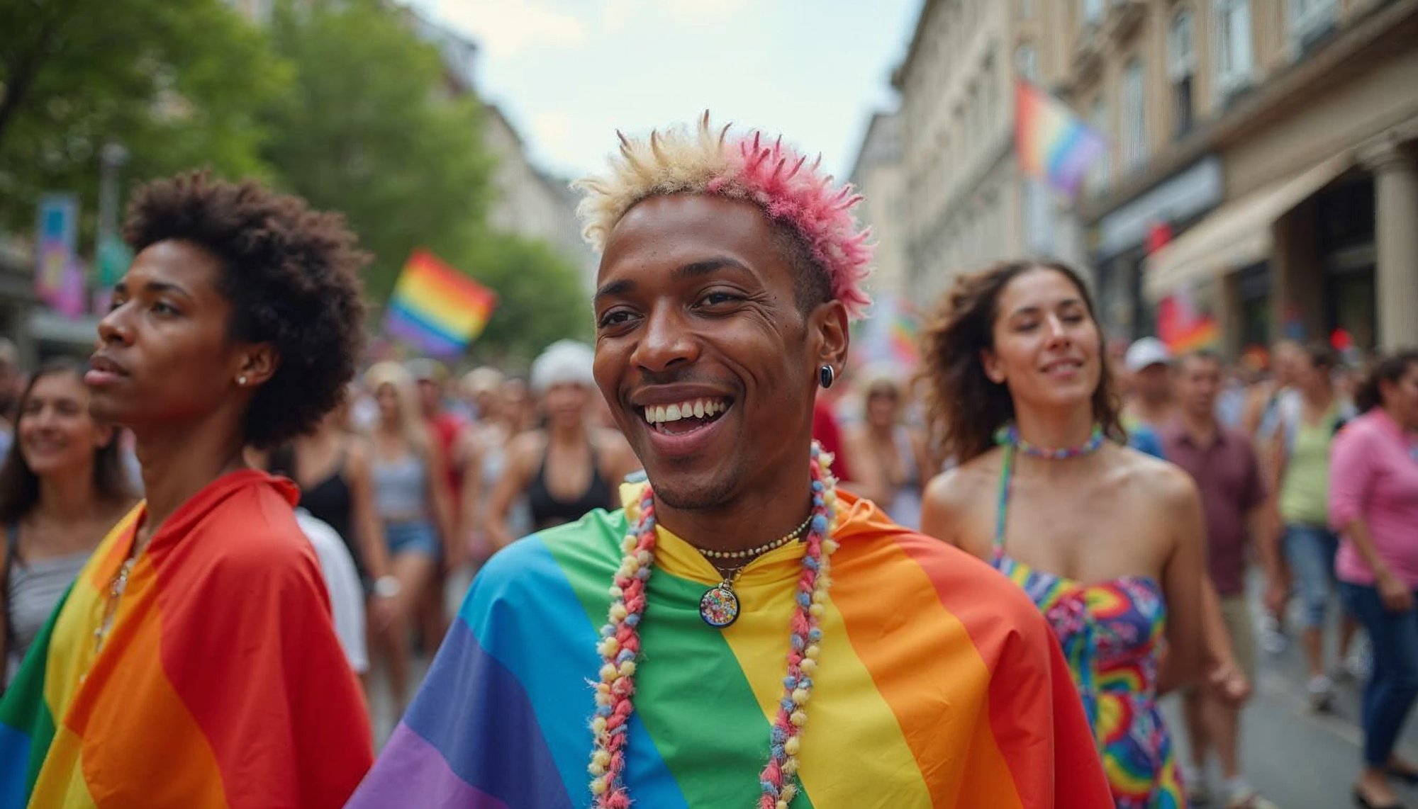 Celebration of diversity at a pride event in the city Celebration of diversity at a pride event in the city