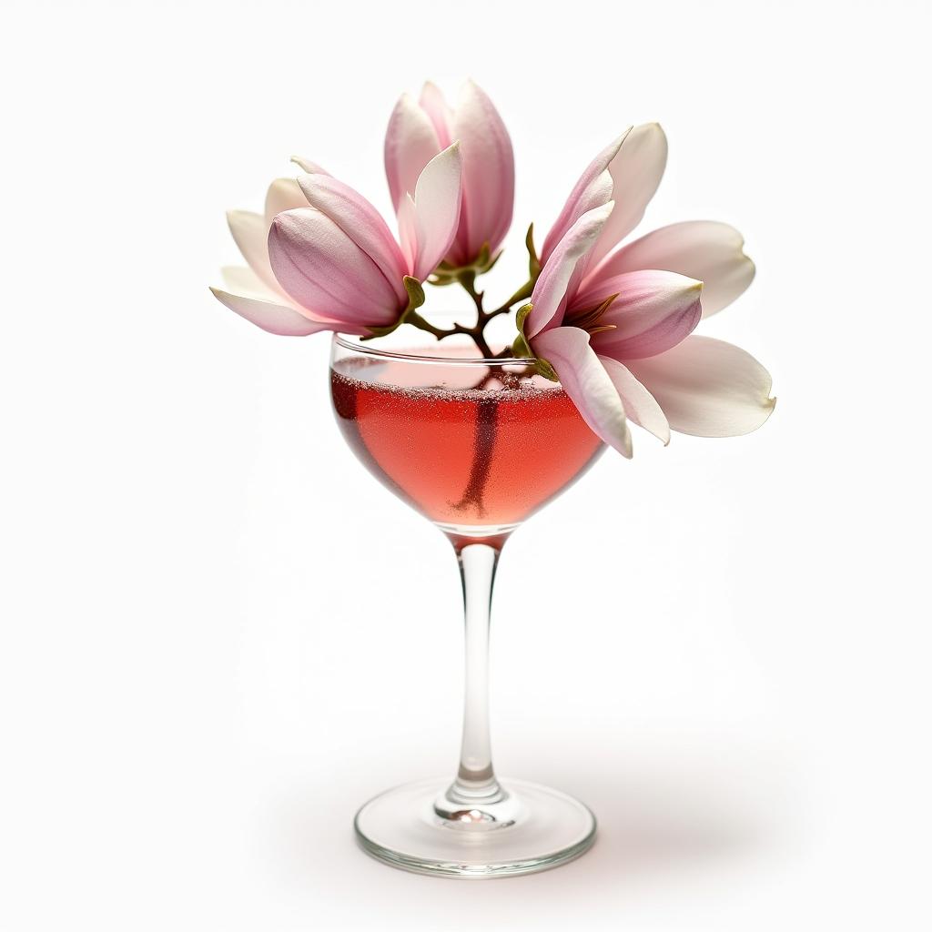 Elegant cocktail garnished with pink flowers Elegant cocktail garnished with pink flowers