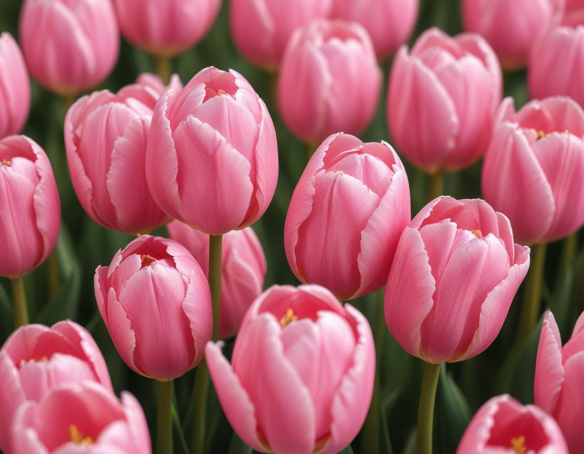 Pink tulips bloom in a vibrant garden during spring Pink tulips bloom in a vibrant garden during spring