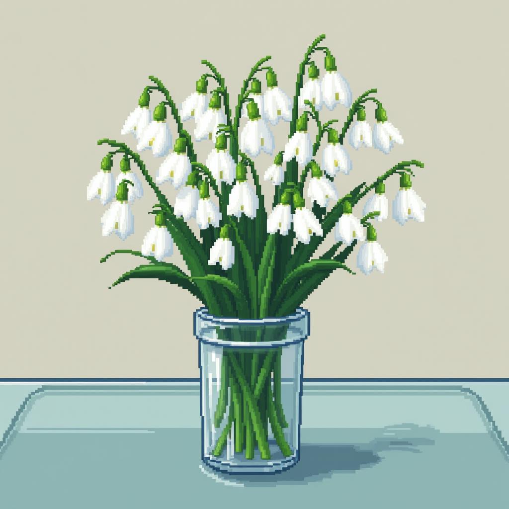 Snowdrop flowers in a vase on a table Snowdrop flowers in a vase on a table