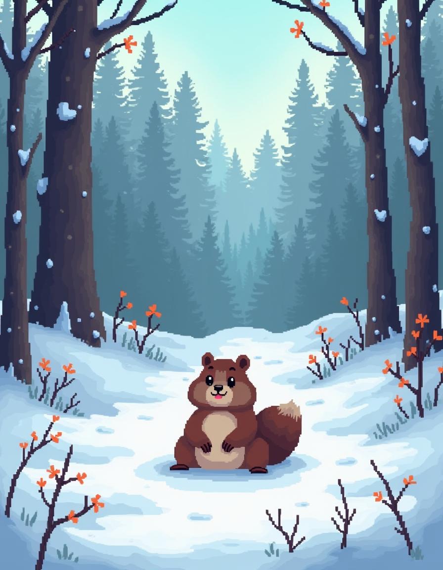 Squirrel in a snowy forest during winter Squirrel in a snowy forest during winter