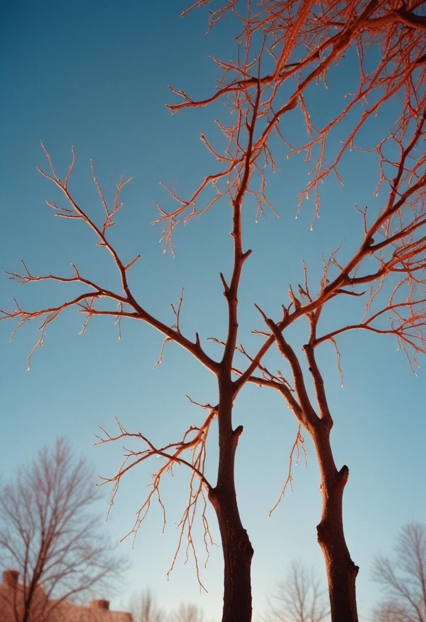 Bare branches stand out against a clear winter sky Bare branches stand out against a clear winter sky