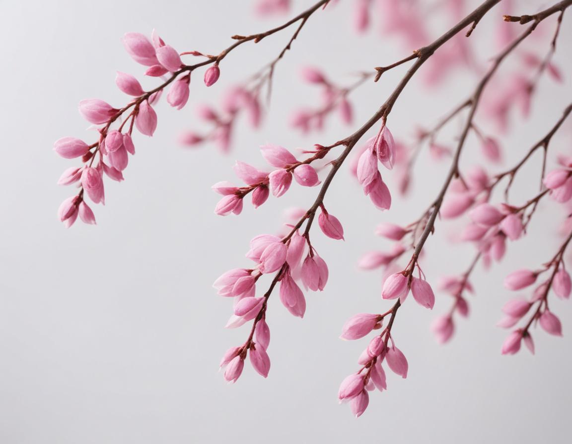 Delicate pink blossoms create serene atmosphere indoors Delicate pink blossoms create serene atmosphere indoors