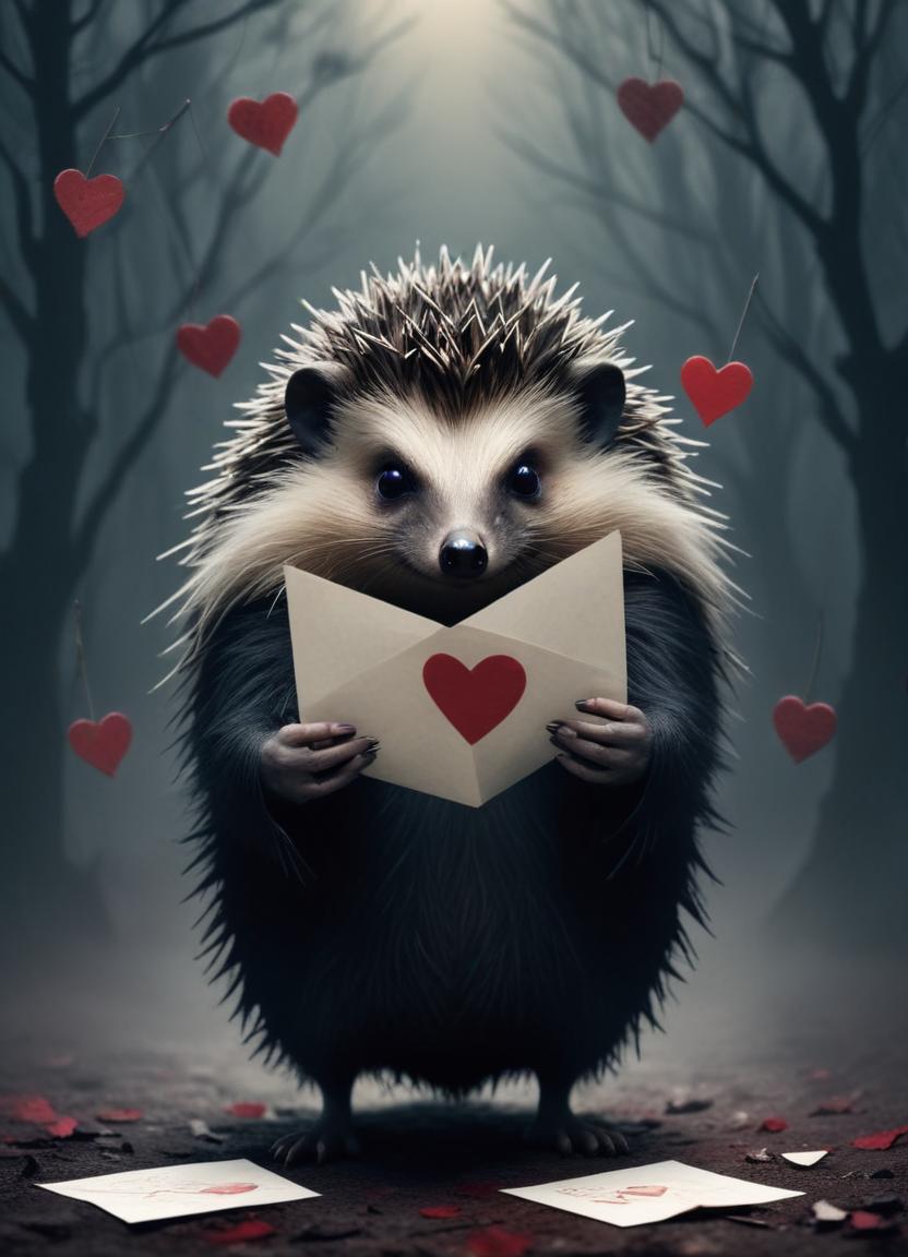 Cute Hedgehog Holding Love Letter Cute Hedgehog Holding Love Letter