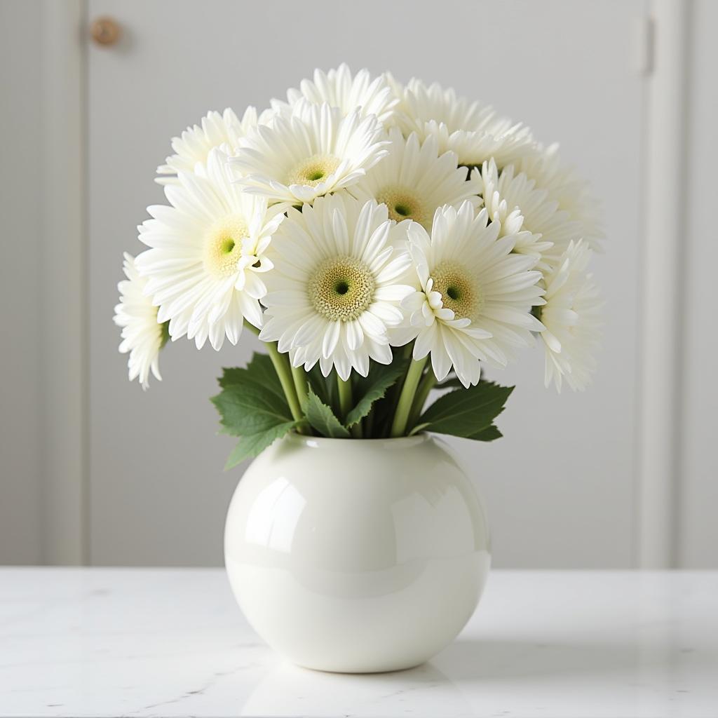 Beautiful white daisies arranged in a modern vase Beautiful white daisies arranged in a modern vase