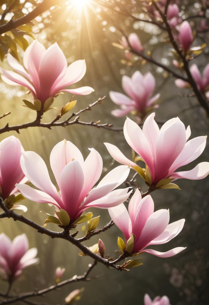 Magnolias bloom beautifully in the morning light Magnolias bloom beautifully in the morning light