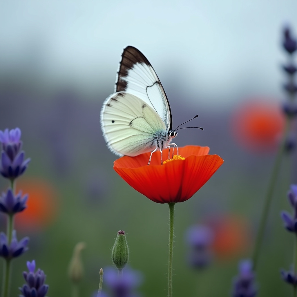 Butterfly perched on a vibrant flower in a meadow Butterfly perched on a vibrant flower in a meadow