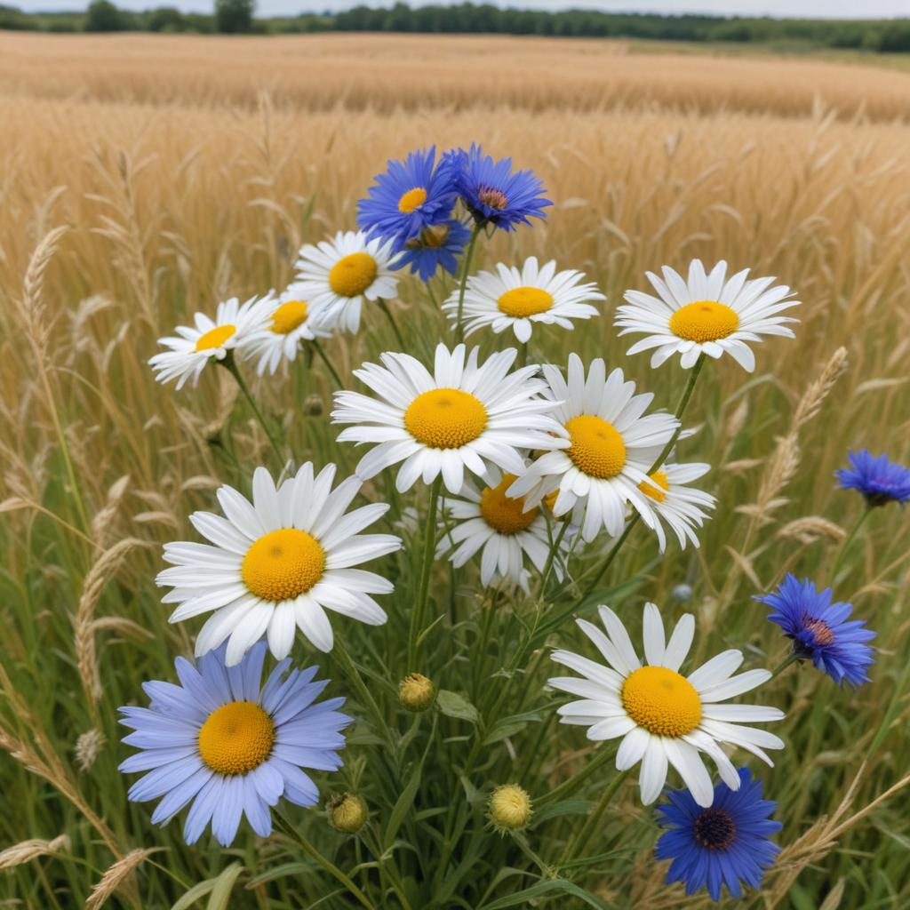 Wildflowers bloom in a sunny summer field Wildflowers bloom in a sunny summer field