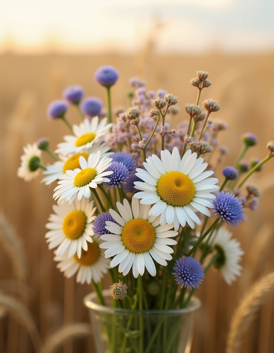 Beautiful wildflower bouquet in a golden field Beautiful wildflower bouquet in a golden field