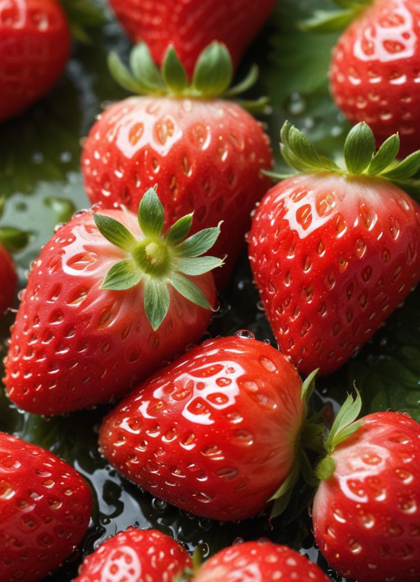 Fresh strawberries arranged on a green surface Fresh strawberries arranged on a green surface