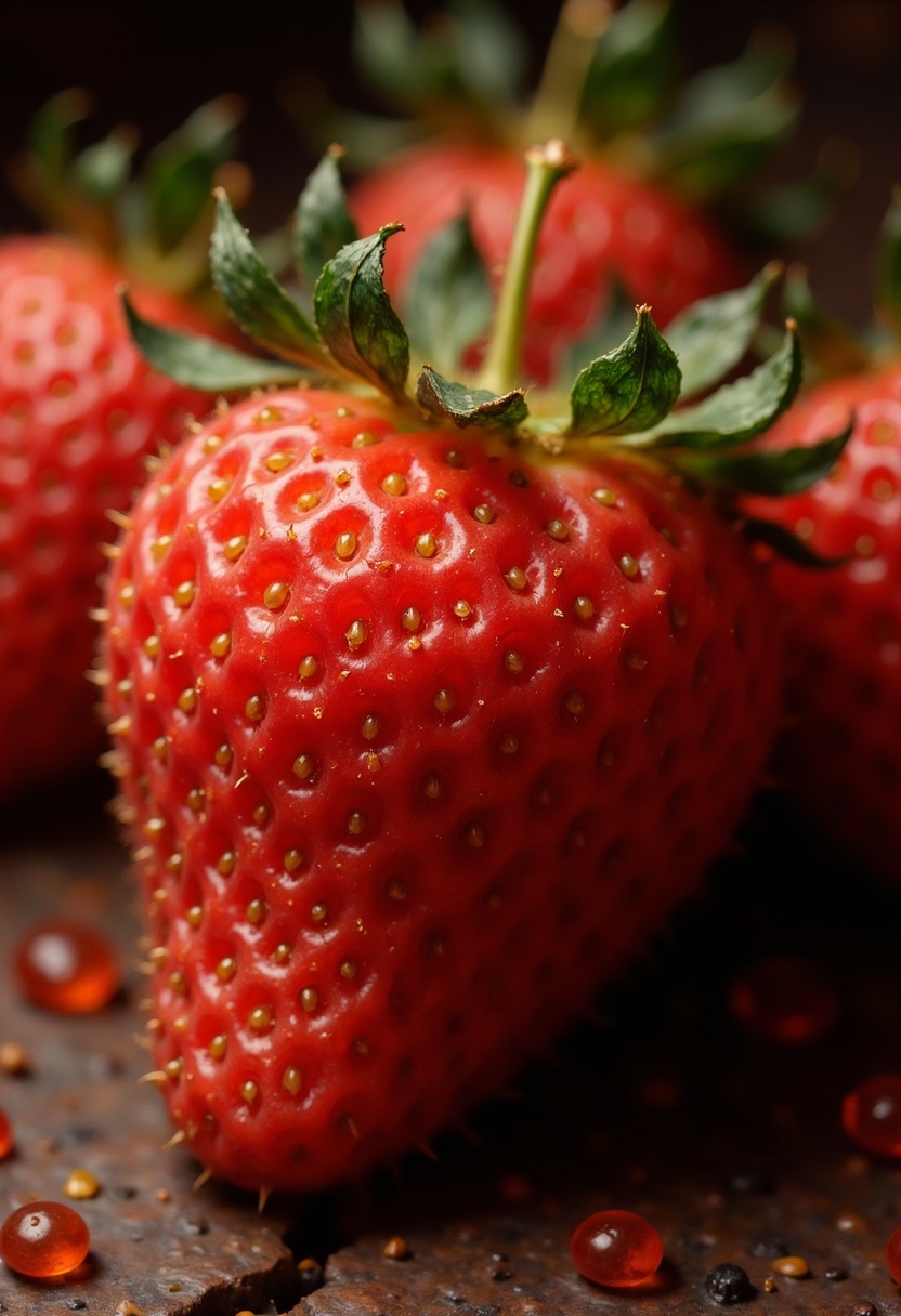 Fresh ripe strawberries on a wooden surface Fresh ripe strawberries on a wooden surface