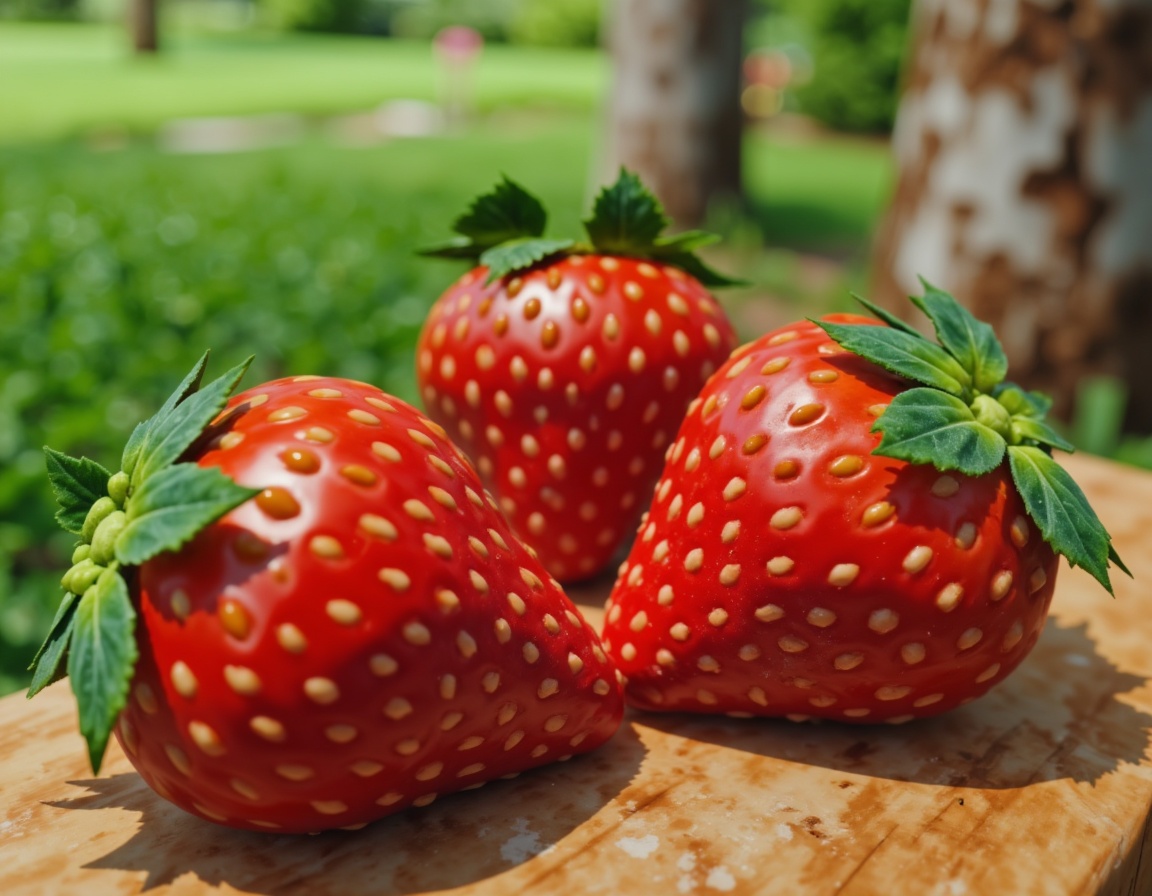Fresh red strawberries arranged on a wooden surface Fresh red strawberries arranged on a wooden surface
