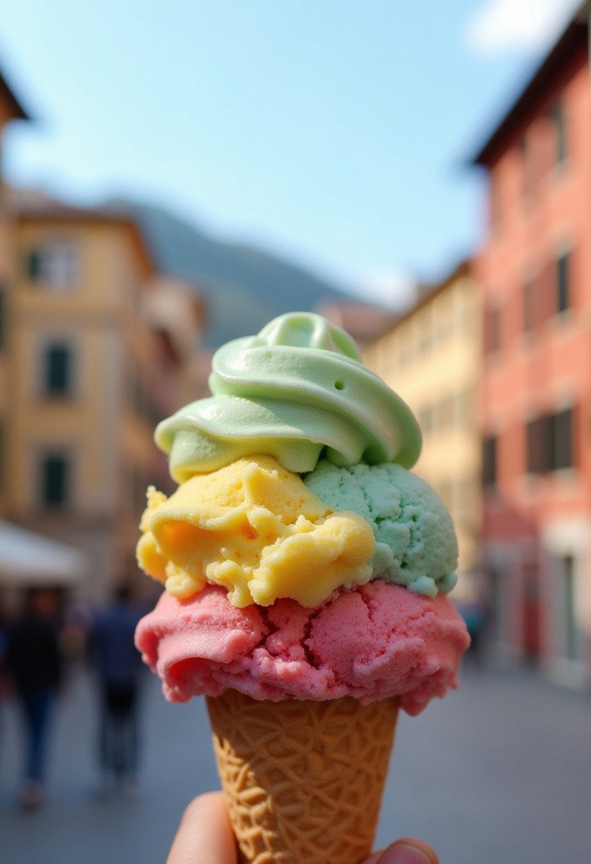 Colorful Triple Scoop Ice Cream Cone Colorful Triple Scoop Ice Cream Cone