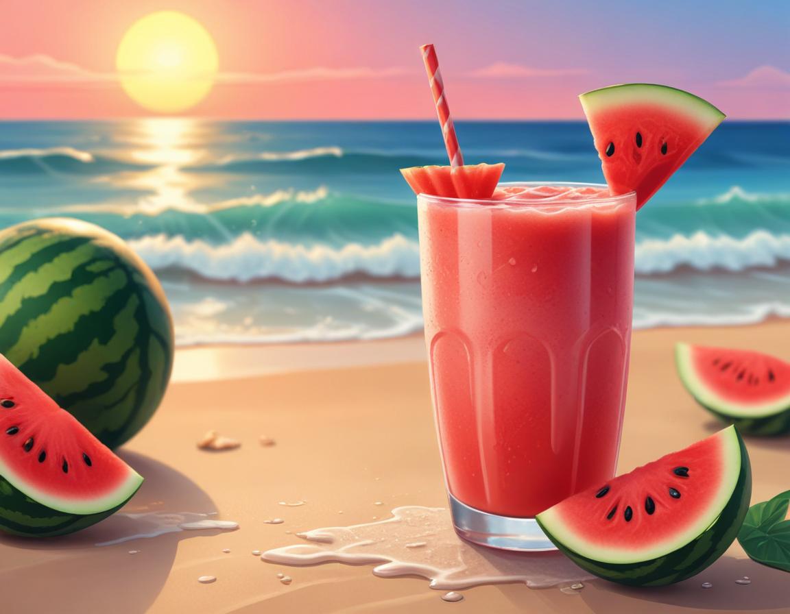 Watermelon Smoothie Beach Sunset Watermelon Smoothie Beach Sunset