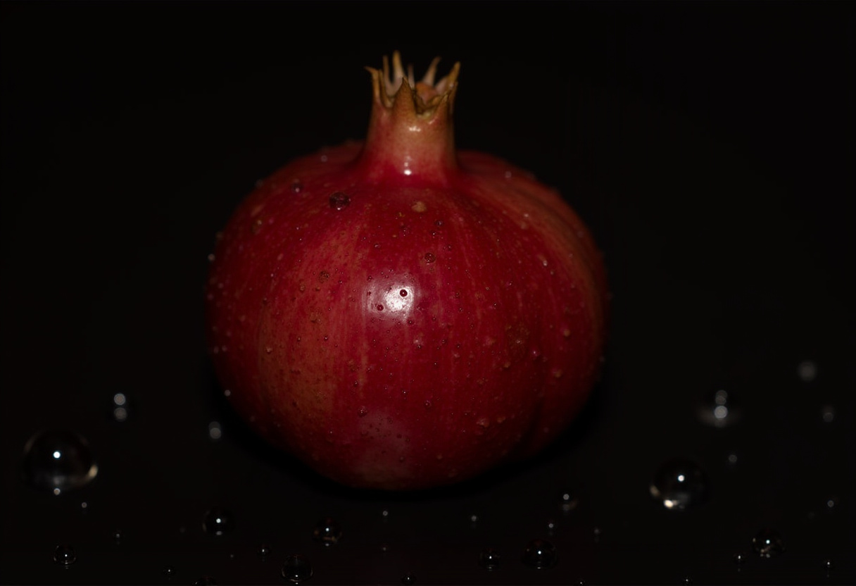Ripe Pomegranate with Water Droplets Ripe Pomegranate with Water Droplets