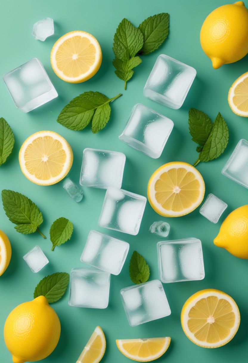 Lemon Slices Mint Leaves Ice Cubes Lemon Slices Mint Leaves Ice Cubes
