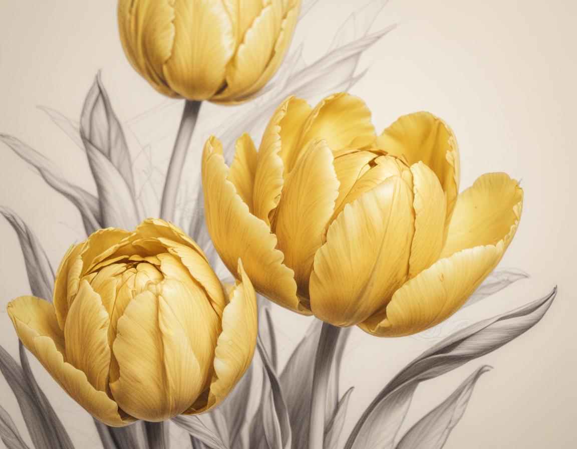 Vibrant yellow tulips bloom in artistic floral display Vibrant yellow tulips bloom in artistic floral display
