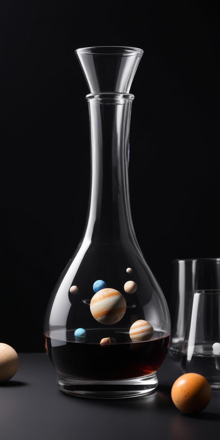 Creative glass decanter with planetary arrangement Creative glass decanter with planetary arrangement