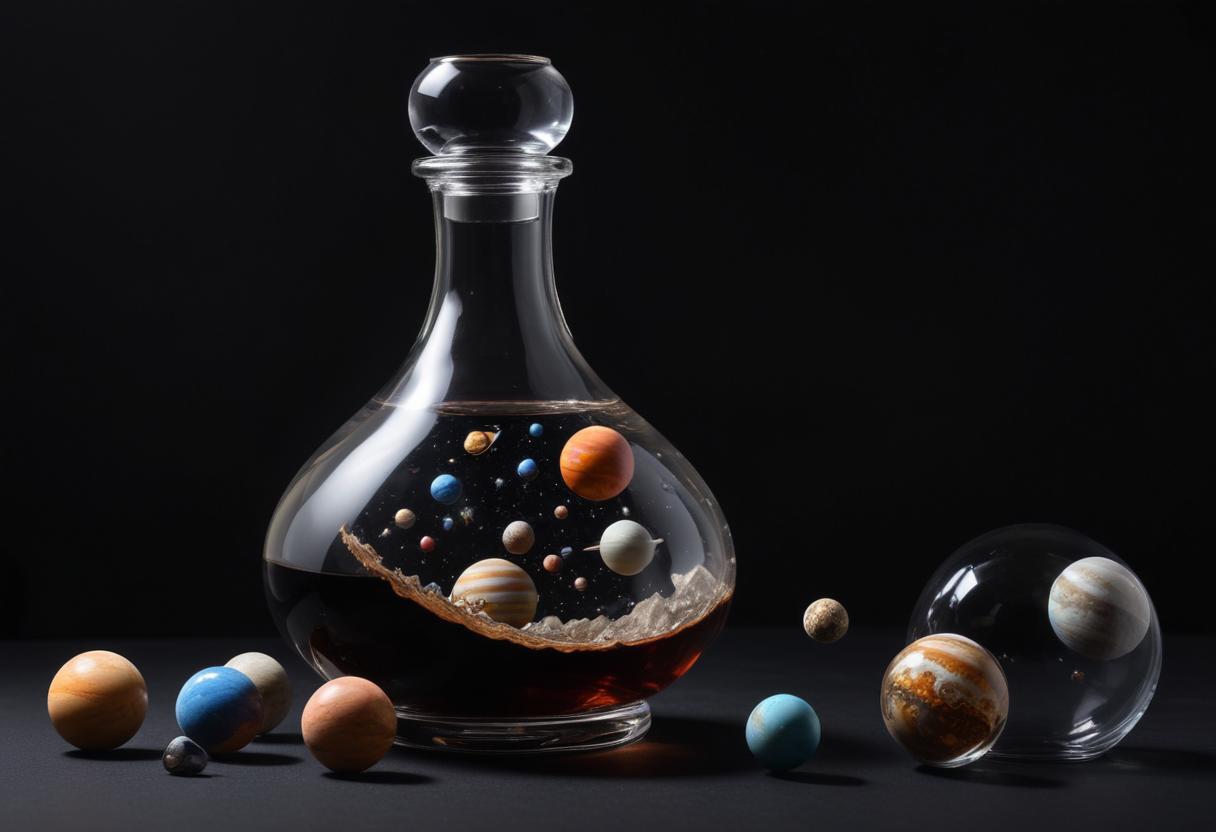 Cosmos in a flask showcases planets in liquid Cosmos in a flask showcases planets in liquid