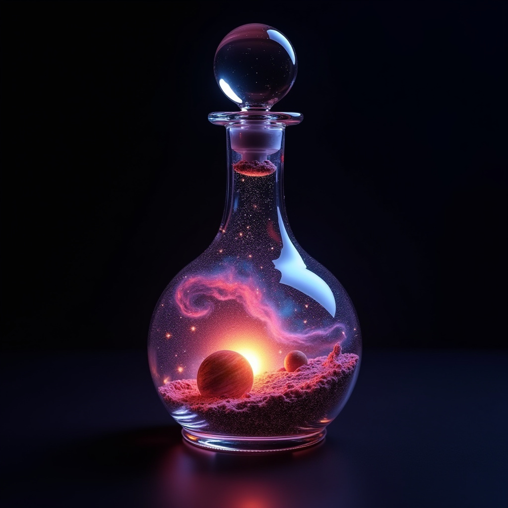 Unique glass bottle with cosmic scene inside it Unique glass bottle with cosmic scene inside it