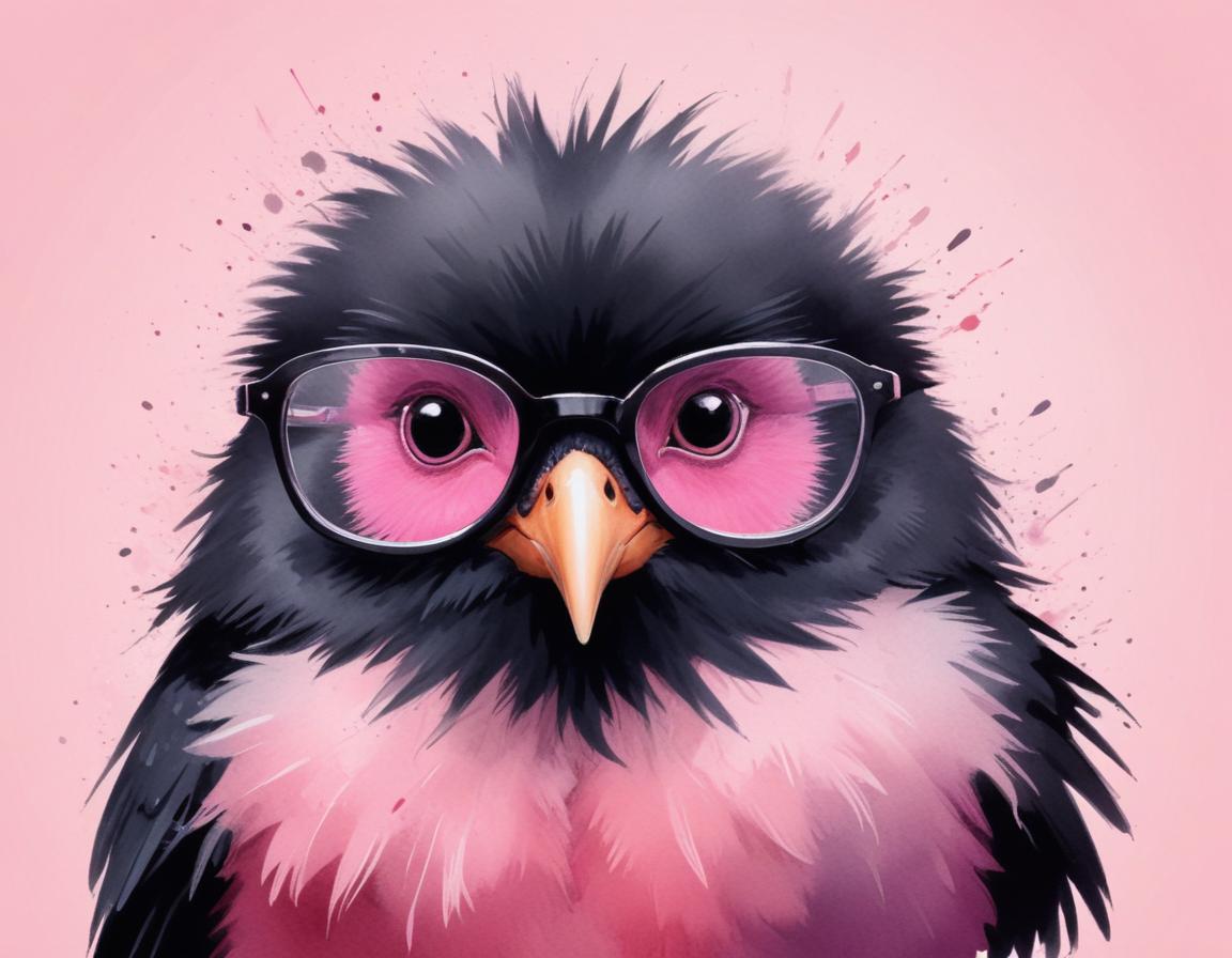 Bird with glasses on a pink background shows style Bird with glasses on a pink background shows style