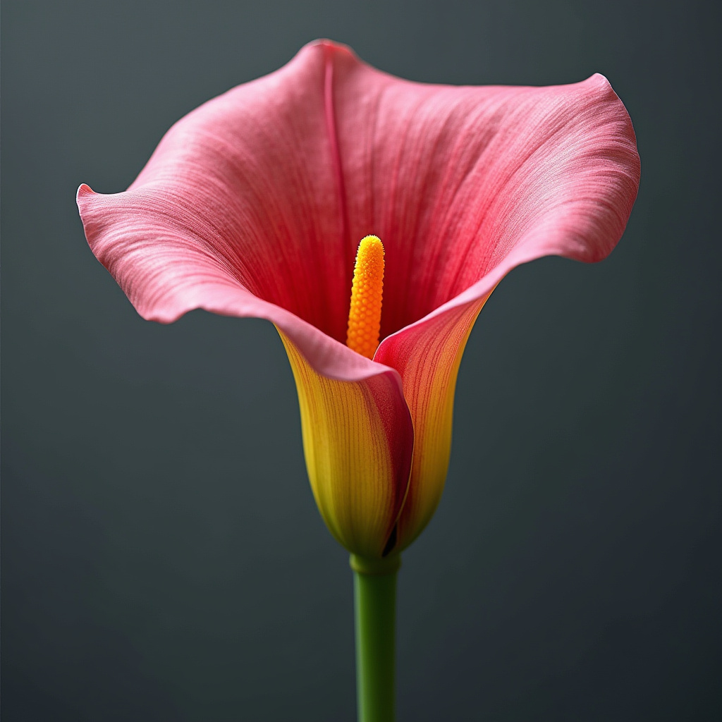 Elegant pink and yellow flower in a minimalist setting Elegant pink and yellow flower in a minimalist setting