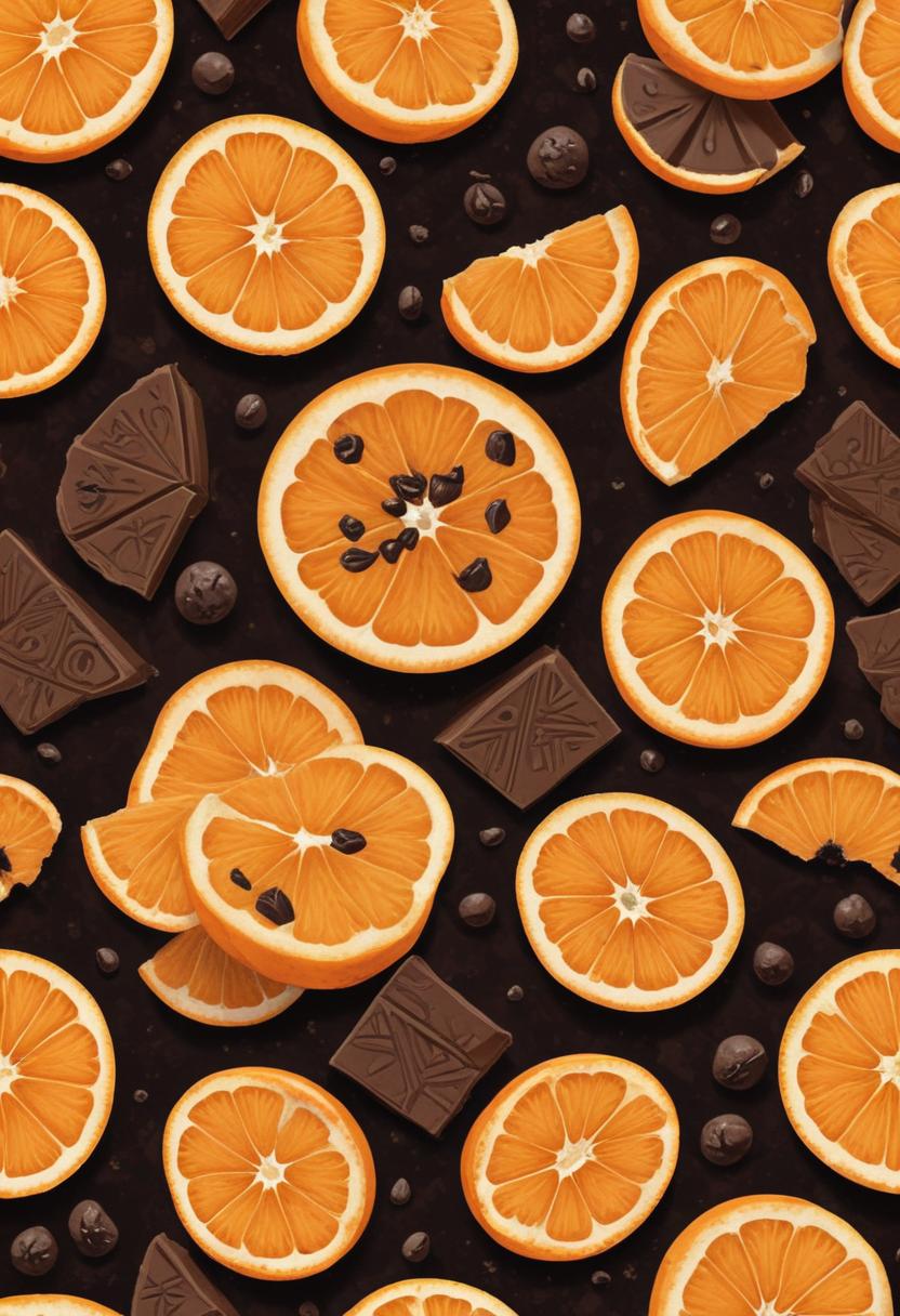 Chocolate and orange on a dark backdrop Chocolate and orange on a dark backdrop